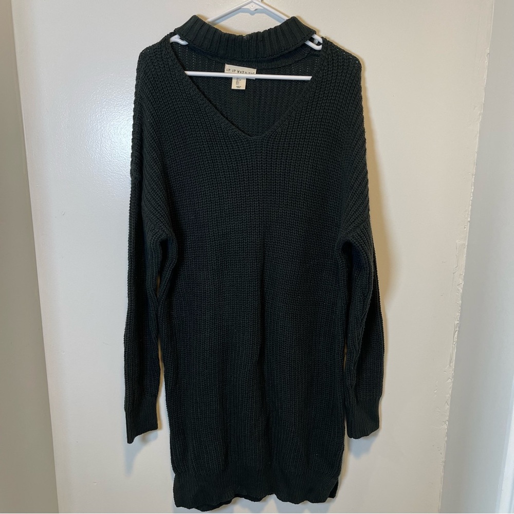 If it were‎ me green sweater dress neck cutout size large